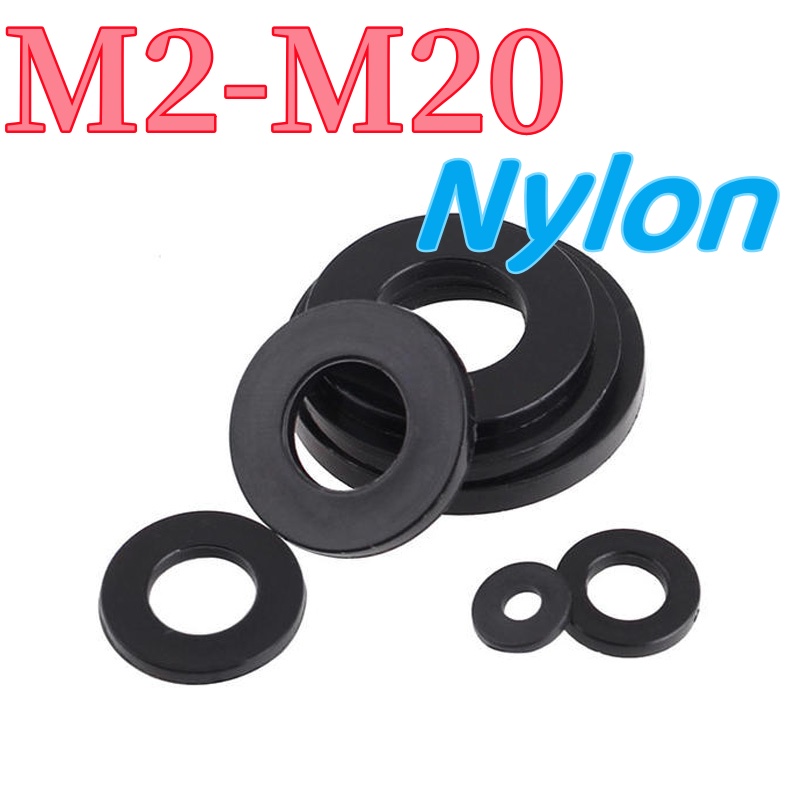 แหวนปะเก็นซีลพลาสติกไนล่อน สีดํา M2 M2.5 M3 M4 M5 M6 M8 M10 M12 M14 M16 M18 M20