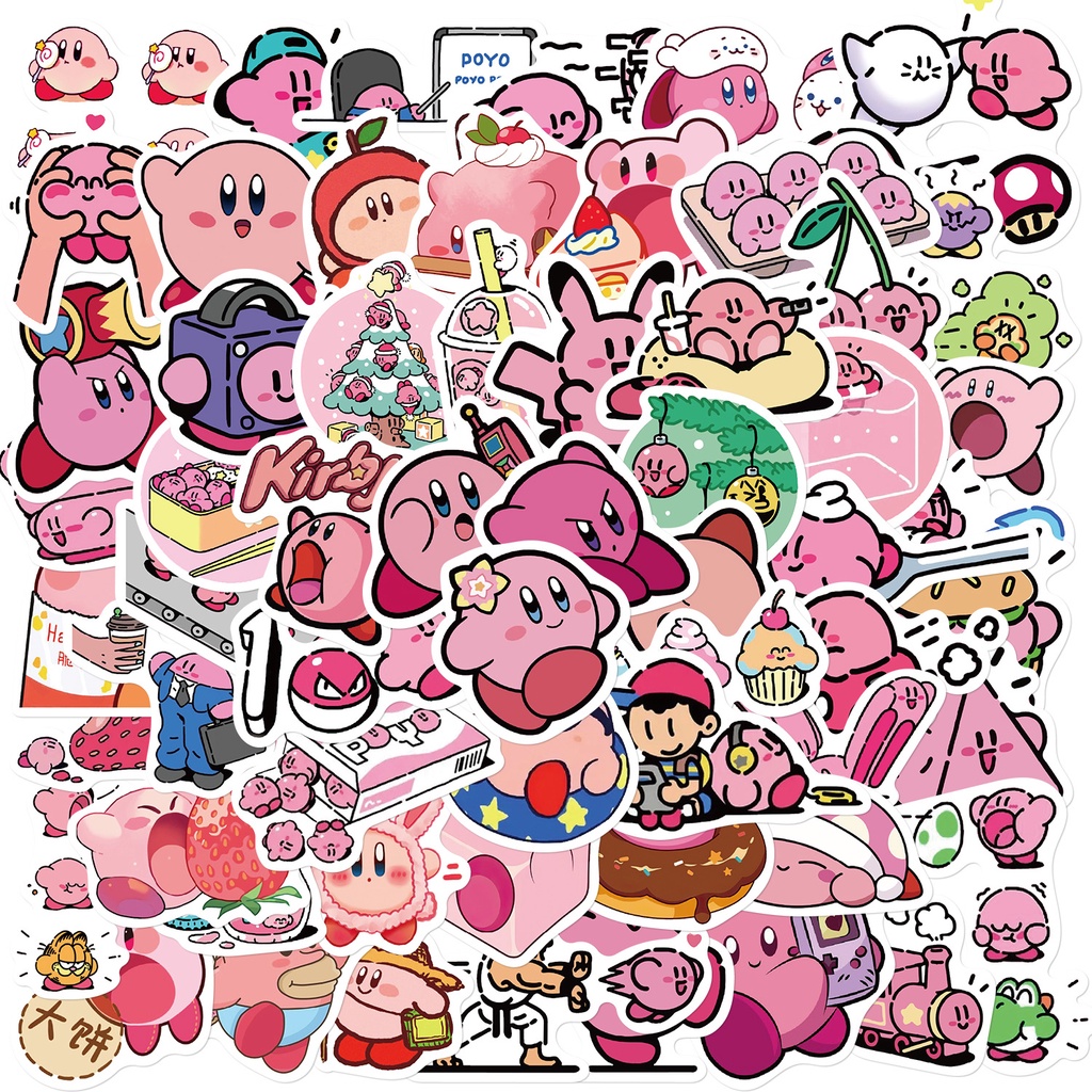 65 ชิ้นตลก Kirby Kuso สติ๊กเกอร์ PVC กันน้ํา