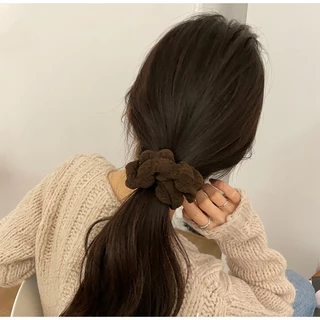 ยางมัดผมหางม้า แบบยืดหยุ่น แบบนิ่ม สีขาวครีม อุปกรณ์เสริม สําหรับเด็กผู้หญิง มี 3 สี