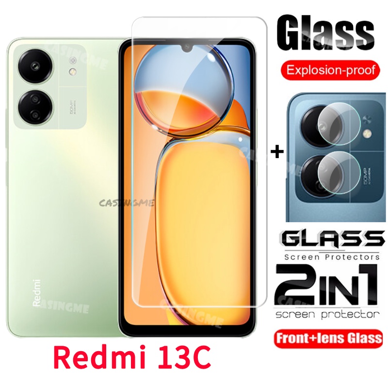 Redmi 14C 2024 ฟิล์ม 2 in 1 ป้องกันหน้าจอกระจกนิรภัยสําหรับ Redmi13C Redmi 13C C13 13 C 4G 5G 2023 ฟ