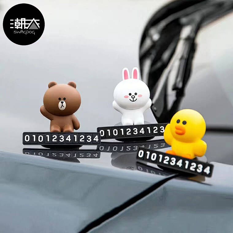 Parking Number Plate Three-Dimensional Brown Bear Sally Chicken Cony Rabbit Cartoon Cute Creative Trending TikTok Temporary Car Moving yAnp