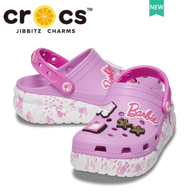 Crocs รองเท้าหัวโตเด็กผู้หญิง Barbie พื้นหนา กันลื่น น้ำหนักเบา ใส่สบาย รองเท้าแตะเด็ก