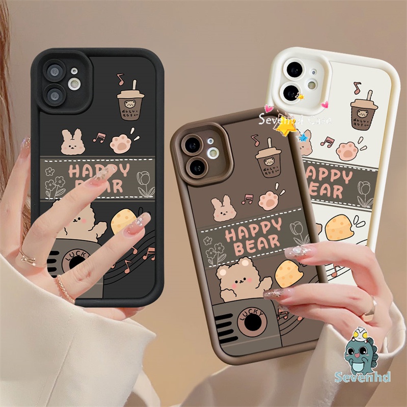 เคสโทรศัพท์มือถือ ซิลิโคน ลายการ์ตูนหมี ลูกสุนัขน่ารัก สําหรับ IPhone 11 15 14 13 12 Pro Max X XR Xs Max 8 7 6s Plus SE 2020