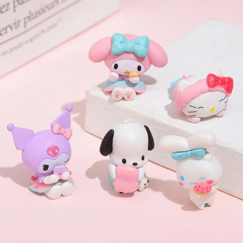 โมเดลฟิกเกอร์ อนิเมะ Kawaii Kuromi Melody Leisure Time Series ของเล่นสําหรับเด็ก เก็บสะสม 5 ชิ้น ต่อชุด