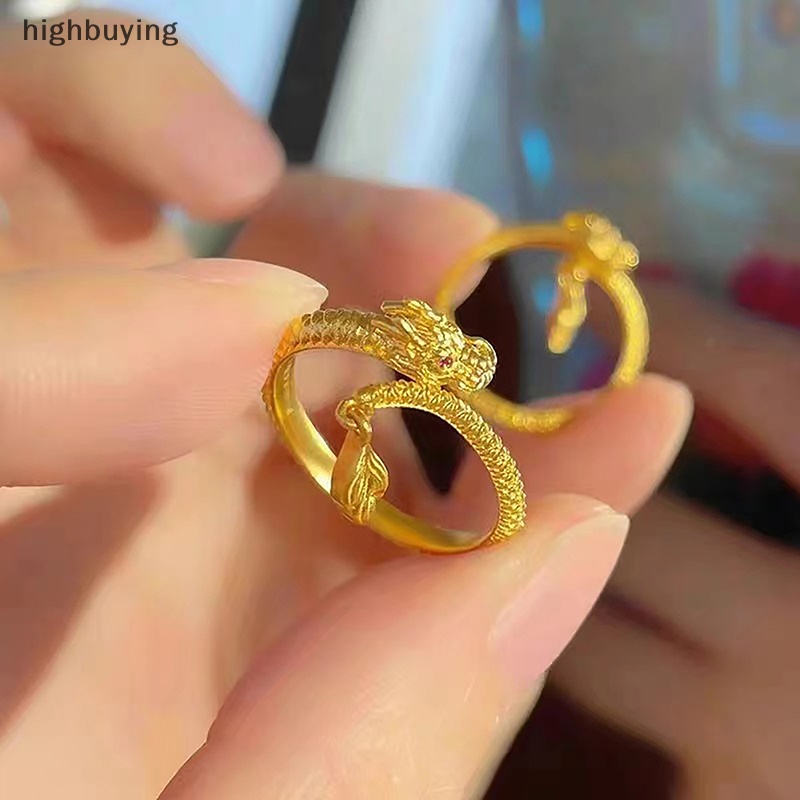 [highbuying] ใหม่ กันน้ํา เท่ อินเทรนด์ ชุบทอง ทองแดง มังกร ปรับได้ แหวนหาง เครื่องประดับแฟชั่น Unisex ของขวัญปีใหม่ สําหรับผู้หญิง ผู้ชาย มีสินค้า