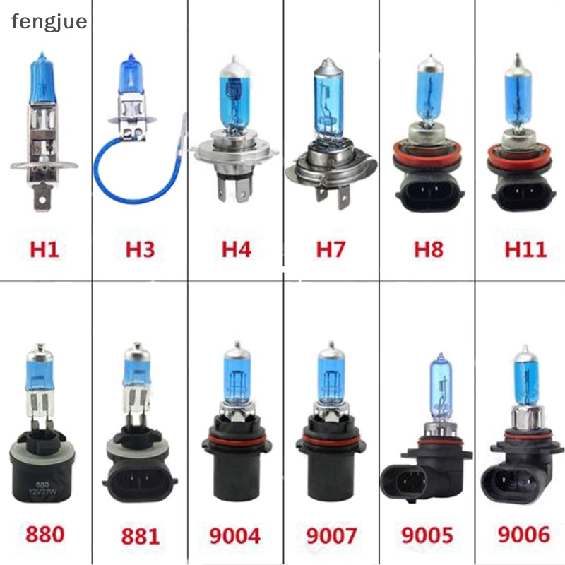 Fengjue หลอดไฟซีนอน H1 H3 H4 H7 H11 9006 9007 12V สีขาว