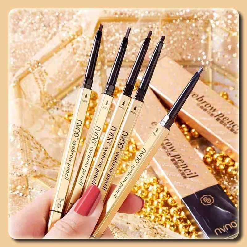 ดินสอเขียนคิ้วกันน้ำ 2 in 1 หัวเรียวเล็ก มีแปรงปัดคิ้วในตัว ติดทนนาน สีน้ำตาลเข้มธรรมชาติ