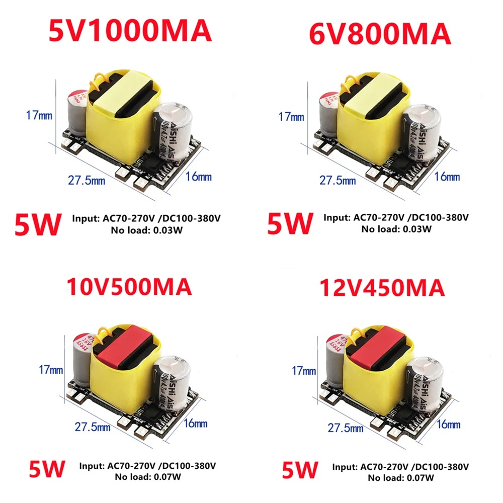 Voktta โมดูลพาวเวอร์ซัพพลายแปลงบั๊ก AC-DC 5V 700mA 12V 450mA 5W AC 220V เป็น 5V DC