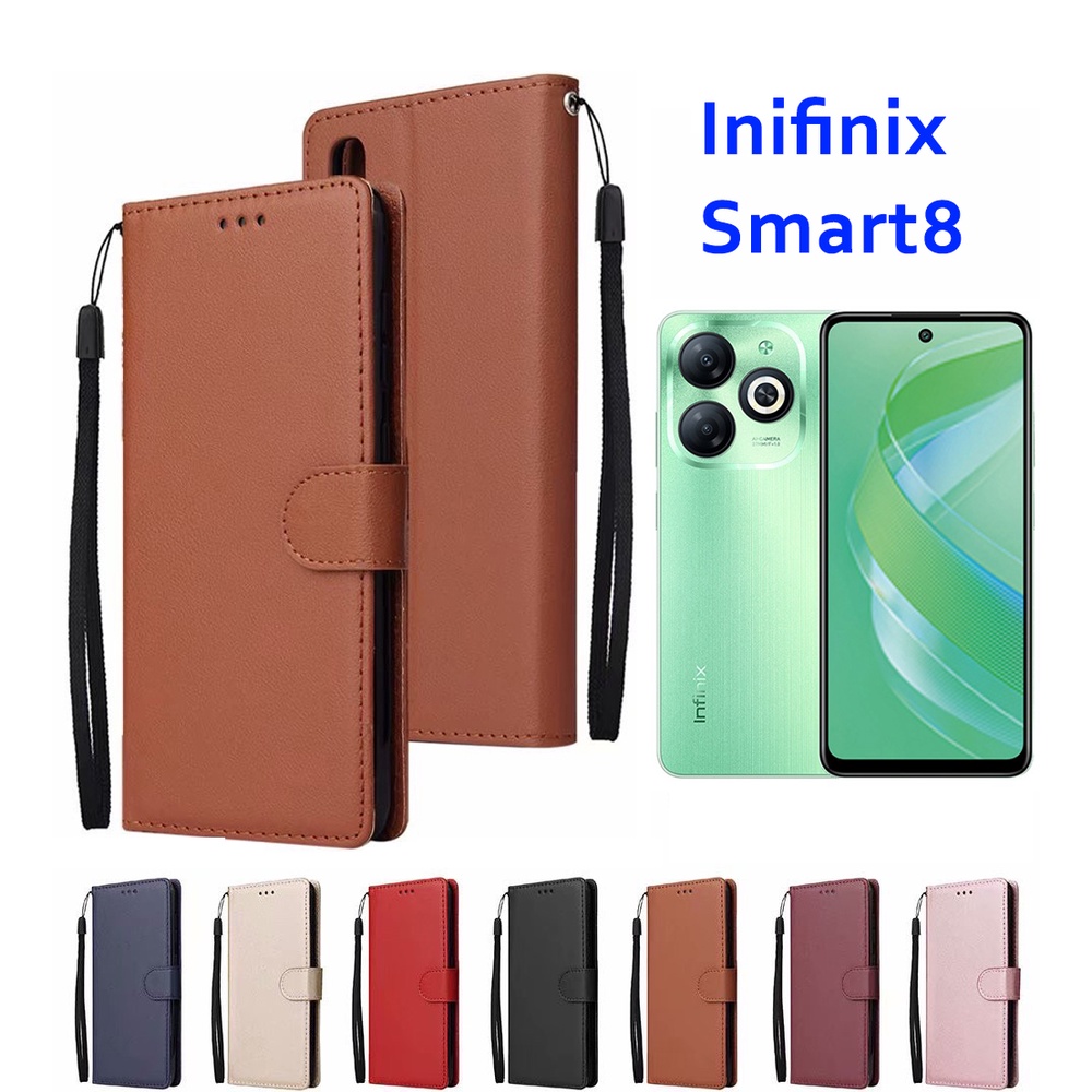 เคส SMART 8/Hot40i สำหรับ INFINIX Smart8 Smart7 Smart6 รุ่นใหม่ ต้งได้ ใส่บัตรได้ แบบหนัง กันกระแทก แถมสาย พร้อมส่ง BOSS