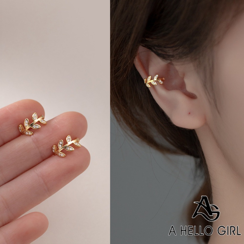 A HELLO GIRL ใหม่ สไตล์เกาหลี สวยหรู เรียบง่าย ใบไม้ ต่างหู คลิป ต่างหู แฟชั่น เครื่องประดับ สําหรับผู้หญิง
