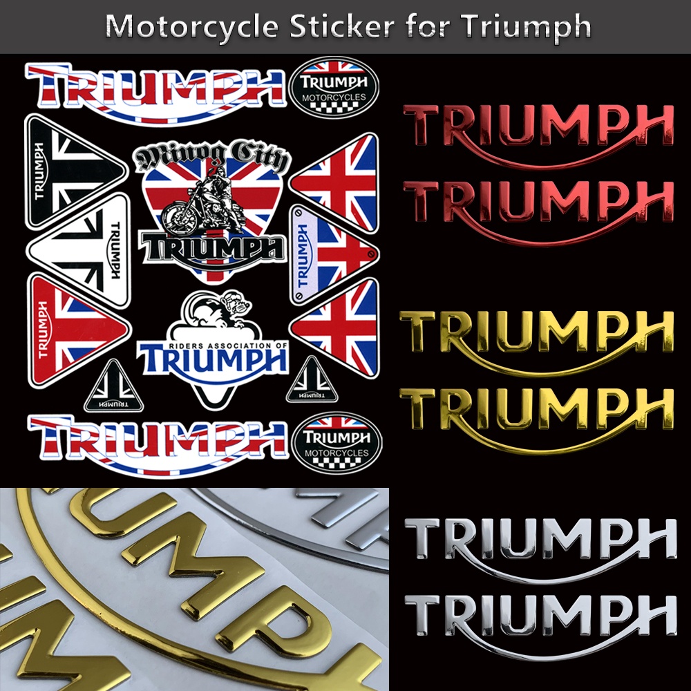 Triumph สติกเกอร์โลโก้ 3D เรซิน โพลีเอสเตอร์ สะท้อนแสง สไตล์วินเทจ สําหรับติดตกแต่งรถจักรยานยนต์ Triumph
