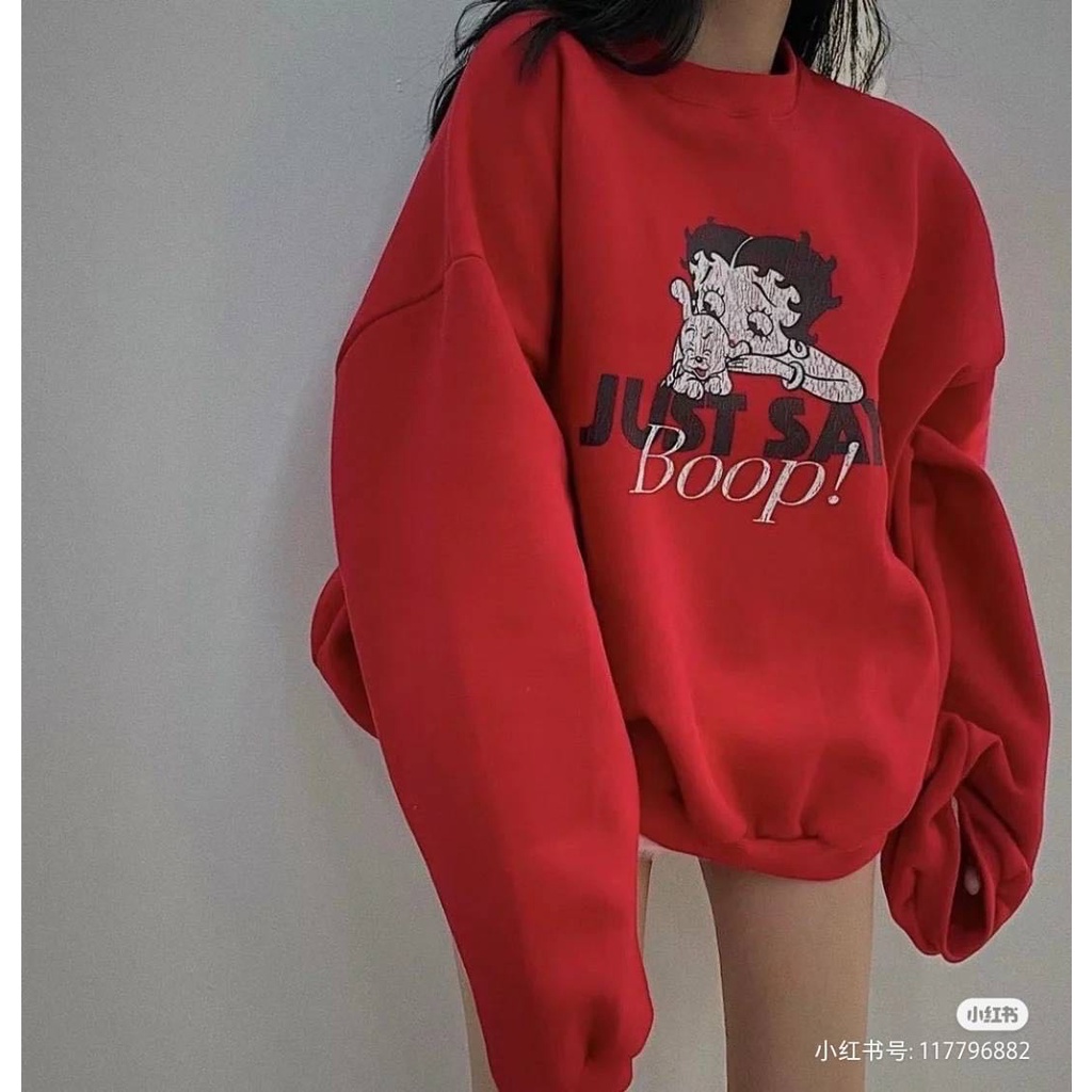 Sweater betty boop สีแดง