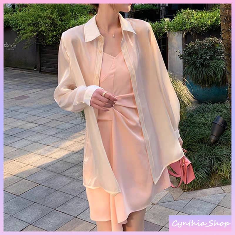 Cynthiaพร้อมส่ง เสื้อเชิ๊ตแขนยาว ผ้าชีฟองเงา รูปที่ 7