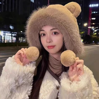 COD หมวกขนหัวหมี แต่งหูหมีน่ารัก แฟชั่นฤดูหนาว สําหรับผู้หญิง