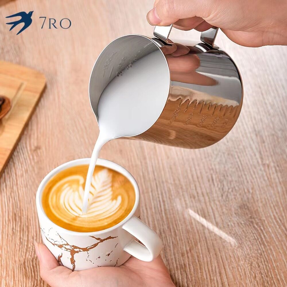 แก้วกาแฟลาเต้อาร์ต, กระบอกลาเต้อาร์ต, อุปกรณ์ชงกาแฟสแตนเลสมีเกล็ด, ตีฟองนม มี 5 ขนาด