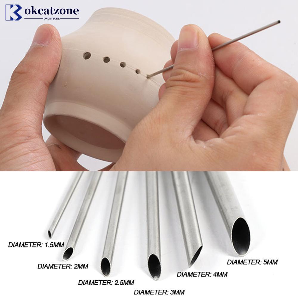 Okcatzone อุปกรณ์เจาะรู สเตนเลส สําหรับเครื่องปั้นดินเผา 6 ชิ้น ต่อชุด E3P6