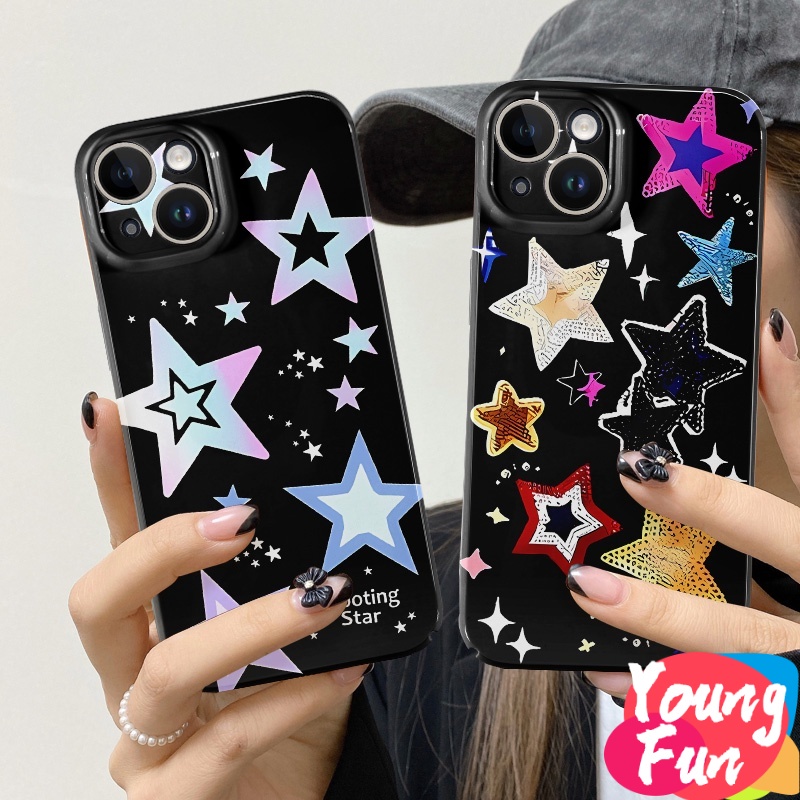 ดาวสีสันสดใส สําหรับ Realme ดาว C35 C31 C3 C25 C21 C30 C20 C17 C15 C12 C11 GT Realme 5 6 เคสโทรศัพท์มือถือแบบนิ่ม TPU กันกระแทก กันรอยกล้อง ลายเพ้นท์ดาว สีวาว