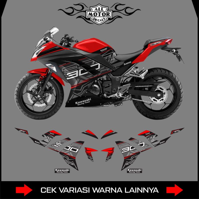 รูปลอก Striping Kawasaki Ninja 250 Fi Motif 300 / Old Ninja 250 Fi Motorcycle Sticker / Ninja 250 Motorcycle Accessories Emblem / Custom Stock Decals Sticker