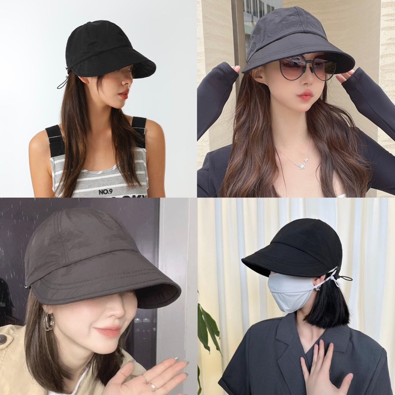 (HV) หมวกแก๊ป (ผ้าร่ม) ป้องกันกันแดด มีที่ไว้คล้องแมส รูปที่ 7