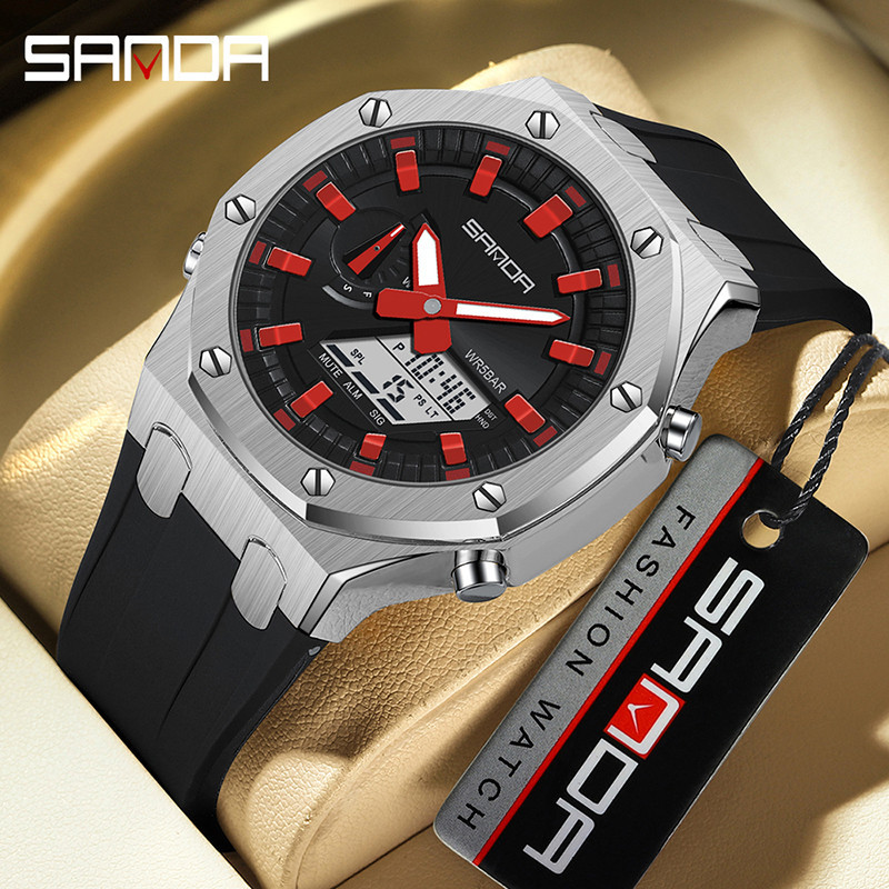 Sanda Oak นาฬิกาข้อมืออิเล็กทรอนิกส์ กันน้ํา อเนกประสงค์ สําหรับผู้ชาย SD3309-6