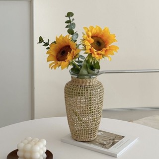 แจกันสานกิ่งไม้เรโทรสไตล์ญี่ปุ่น เจาะลายสวย สไตล์ชนบท พร้อมฝ…