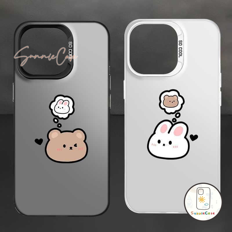 เคสคู่รัก หมี กระต่าย เคสไอโฟน11 สำหรับ เคส IPhone 16 13 11 12 15 14 Pro Max XS X XR Max 8 7 Plus SE 2020 แฟชั่น เคส