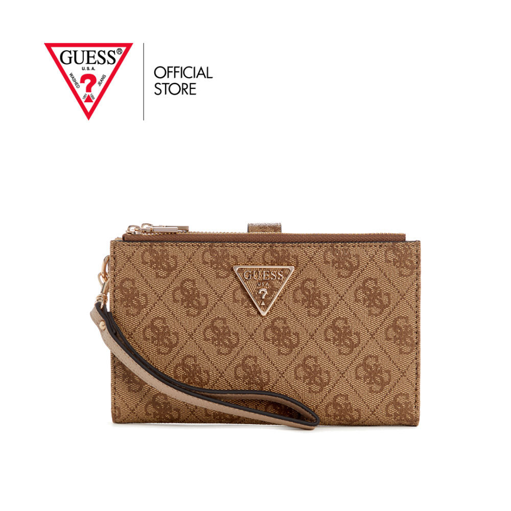 GUESS กระเป๋าสตางค์ผู้หญิง รุ่น SG8500157 LAUREL SLG DBL ZIP ORGANIZER สีน้ำตาล