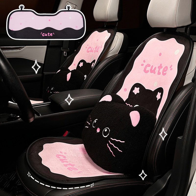 พร้อมส่ง เบาะรองนั่งรถยนต์การ์ตูน หมอนรองคอ พนักพิงหลัง หุ้มเบาะรถยนต์ ลายการ์ตูนน่ารัก