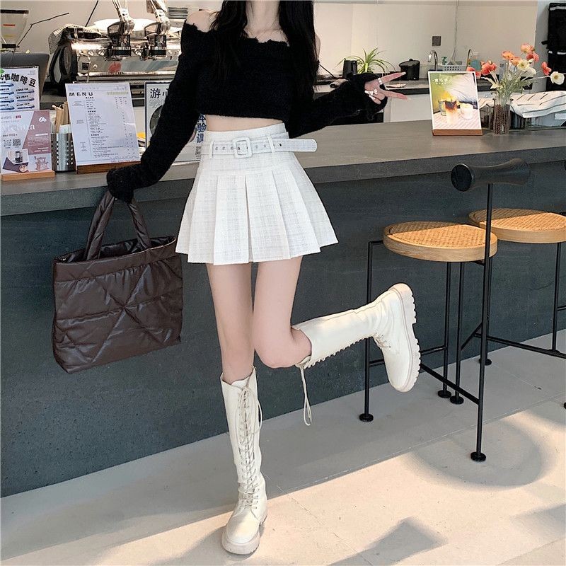 Floerns Y2K กระโปรงเทนนิส จัดเซ็ทเข็มขัด จีบรอบ มีซับใน แฟชั่นเสื้อผ้าเกาหลี - รูปที่ 5