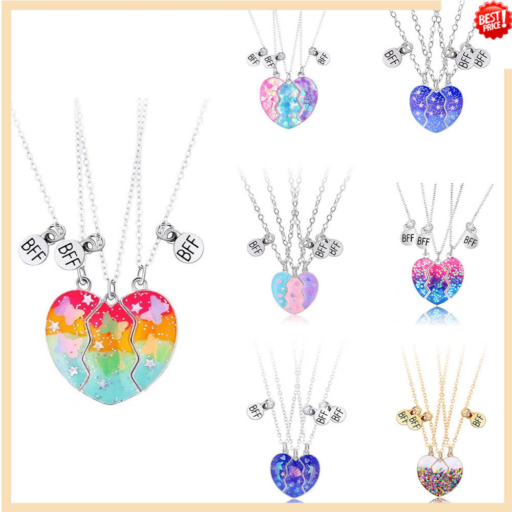 แฟชั่นจี้สร้อยคอแม่เหล็กสร้างสรรค์หัวใจglitterสําหรับสาวเลื่อมคู่chaokeมิตรภาพforeverเครื่องประดับของขวัญ