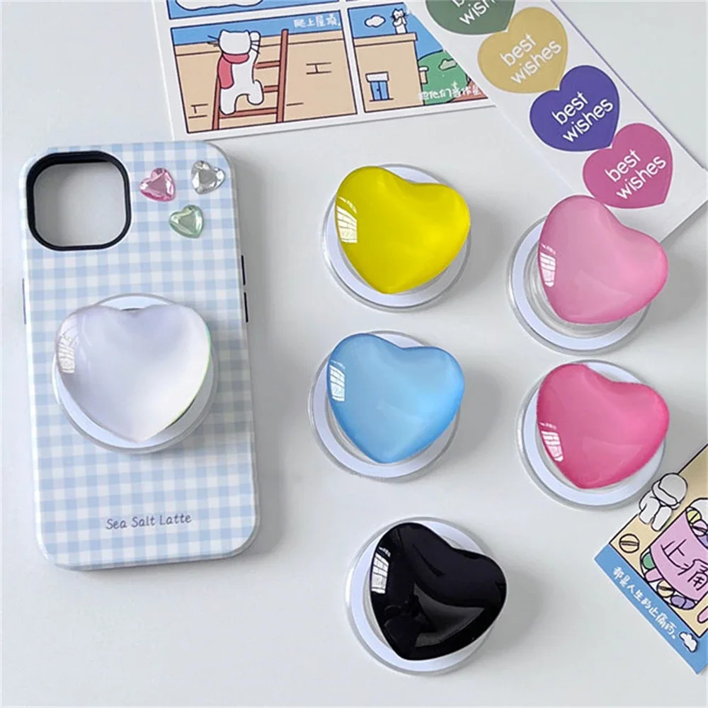 Matte Griptok 🧲เหล็ก Popsocket โทรศัพท์แม่เหล็ก Grip เกาหลีน่ารัก 3D Glass Love Heart สําหรับ Magsafe Pop Socket Tok สําหรับ IPhone ไร้สายชาร์จผู้ถือ Bracket