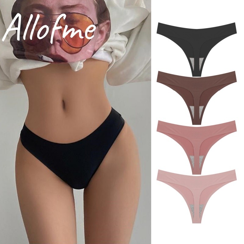 Allofme ผู้หญิงไม่มีรอยต่อ G-String เซ็กซี่ต่ําเอว Thongs บิกินี่กางเกงนุ่มสบาย