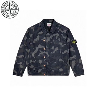 STONE ISLAND 【พร้อมส่ง】เสื้อแจ็กเก็ตคาร์ดิแกน ทรงหลวม ปักลายโลโก้หิน ของแท้ 100% สําหรับผู้ชาย