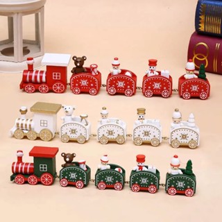 ชุดรถไฟประกอบเอง DIY / ของขวัญคริสต์มาส Navidad Noel / เครื่องประดับรถไฟขนาดเล็กสี่คัน / ของตกแต่งงานเลี้ยงเทศกาลในครัวเรือน / เครื่องประดับรถไฟคริสต์มาสที่มีความสุข