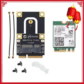 อะแดปเตอร์การ์ดไร้สาย M.2 เป็น Mini PCI-E ไม่มี WiFi 6E AX210 5374Mbps 802.11AX 2.4G 5Ghz 6Ghz M.2 เป็น Mini PCIE