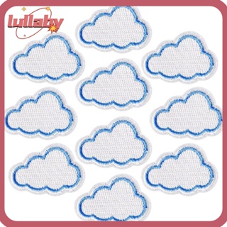 Lullaby แผ่นผ้าโพลีเอสเตอร์ ปักลายก้อนเมฆ ขนาดเล็ก 1.38x 0.94 นิ้ว ไม่ซีดจางง่าย สําหรับตกแต่งเสื้อผ้า กางเกงยีน 15 ชิ้น