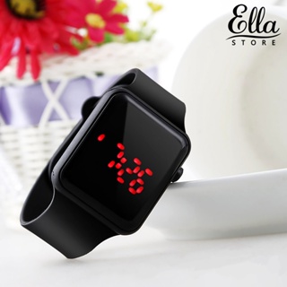 Ellastore123 นาฬิกาข้อมือดิจิทัล LED ทรงสี่เหลี่ยม สไตล์สปอร์ต แฟชั่นสําหรับเด็ก ทุกเพศ