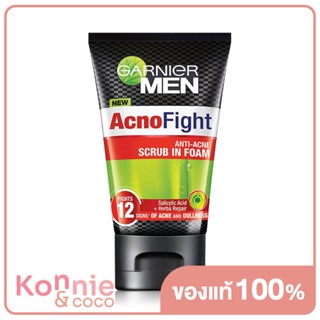 Garnier Men Acnofight 12in1 Anti-Acne Scrub In Foam 100ml การ์นิเย่ เมน สครับอินโฟม โฟมลดสิว.