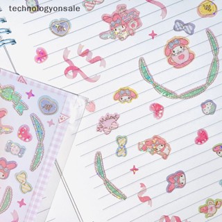 [technologyonsale] สติกเกอร์เลเซอร์ใส ลายการ์ตูน Kuromi Melody น่ารัก สําหรับตกแต่งการ์ด DIY 1 แพ็ก