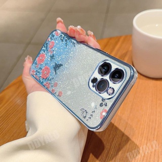 เคสโทรศัพท์มือถือแบบใส แต่งกลิตเตอร์ ลายดอกไม้ ผีเสื้อ หรูหรา สําหรับ Huawei Nova 11 10 10SE 9 9SE 8 7 7SE 7i 6 6SE 5 5T 3i 3