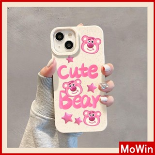 Mowin - เข้ากันได้สำหรับ เคสไอโฟน เคสไอโฟน11 เคส iphone 11 กรณีเป็นมิตรกับสิ่งแวดล้อมสีขาวกรณีนุ่มป้องกันกล้องกันกระแทกน่ารักการ์ตูนหมีสีชมพูภาษาอังกฤษใช้งานร่วมกับ iPhone 15 14 13 12 Pro MAX XR XS 7