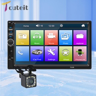 Tcuteit เครื่องเล่นมัลติมีเดีย วิทยุ FM หน้าจอสัมผัส บลูทูธ HD 7 นิ้ว สําหรับรถยนต์