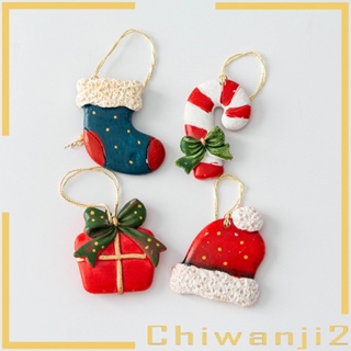 [Chiwanji2] จี้รูปหมวกซานต้า 3D สําหรับตกแต่งต้นคริสต์มาส DIY 4 ชิ้น