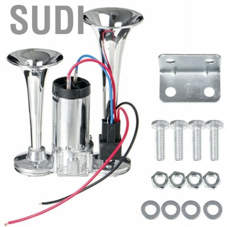 Sudi Dual Air Horn 12V 600DB High Decibels Electric Trumpet Kit for Large Trucks Buses