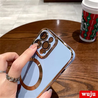 Wuju เคสโทรศัพท์มือถือ ซิลิโคนนิ่ม กันกระแทก กรอบแม่เหล็ก หรูหรา สําหรับ iPhone 17 11 12 13 14 15 16 Pro Max Plus Air