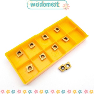 Wisdomest เม็ดมีดกลึงคาร์ไบด์ ทรงสามเหลี่ยม สีเหลือง 10 ชิ้น CCMT060204 Ue6020 ที่จับโลหะ สําหรับกลึง