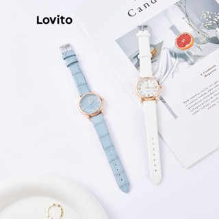 Lovito นาฬิกาข้อมือควอตซ์ โลหะ ลําลอง สําหรับผู้หญิง L63AD287 (สีขาว/น้ําเงิน)