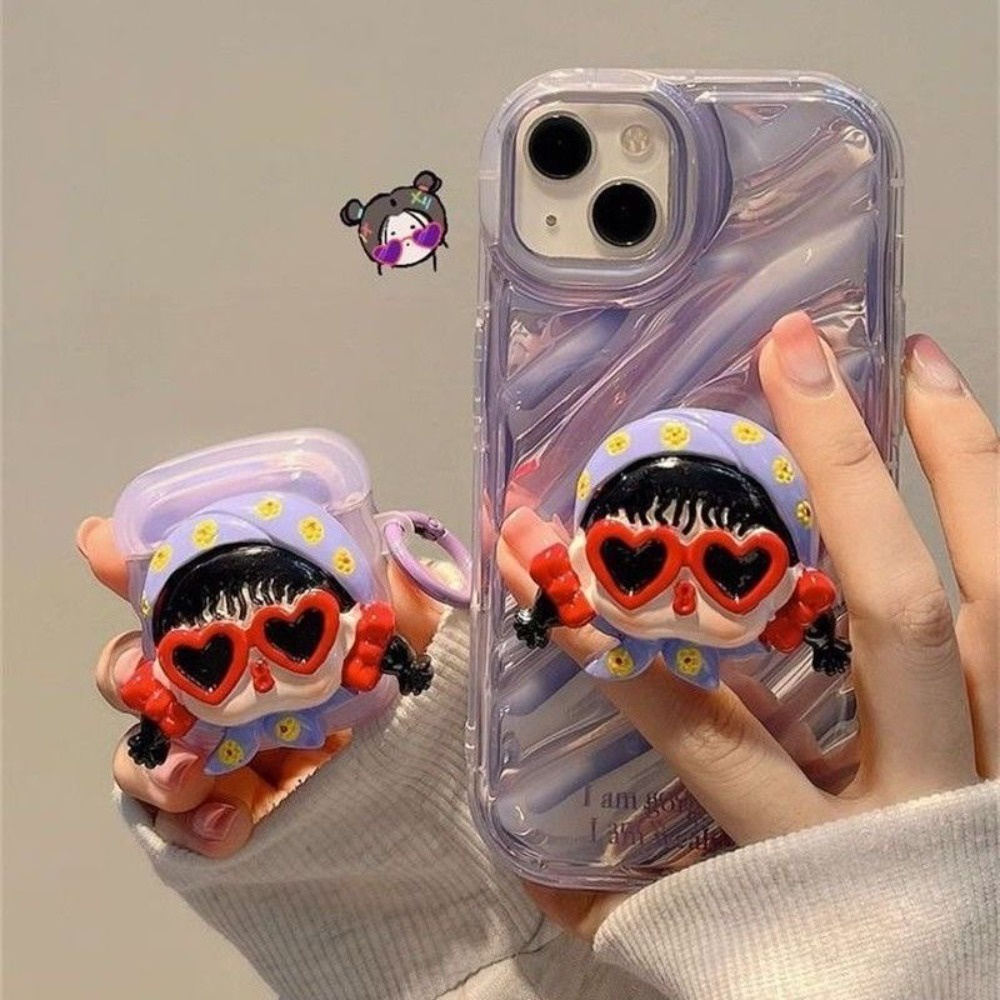 เคสโทรศัพท์มือถือ แบบนิ่ม ลายการ์ตูนเด็กผู้หญิง และขาตั้ง สําหรับ iPhone 14 Plus 14 13 12 11 Pro Max X Xr Xs Max 7 8 Plus SE2020