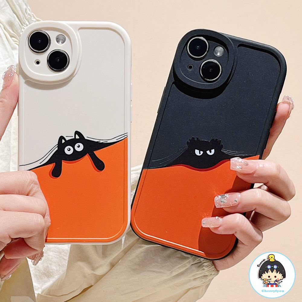 แฟชั่นแมวดํากรณี IPhone สําหรับ IPhone 15 14 13 12 11 Pro Max X XR 8 7 Plus ทนสิ่งสกปรกกันกระแทก Soft TPU ฝาครอบ IPhone
