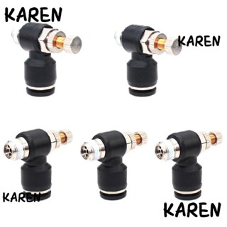 Karen อะแดปเตอร์วาล์วนิวเมติก ข้อศอก ตัวผู้ 1/8 นิ้ว 90 องศา ท่อนิวเมติก 6 มม. สีดํา 5 ชิ้น